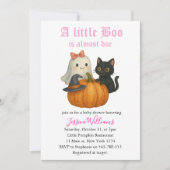 Little Boo Is Almost Due Halloween Baby Shower 招待状 (正面)