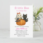 Little Boo Is Almost Due Halloween Baby Shower 招待状 (スタンド正面)