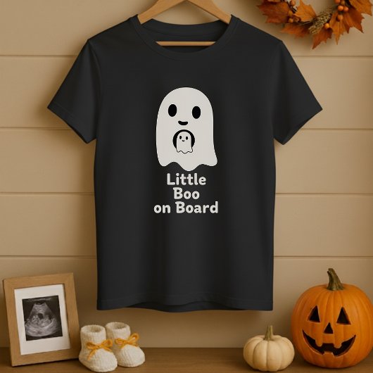 Little Boo on Board Ghost Maternity Halloween Tシャツ