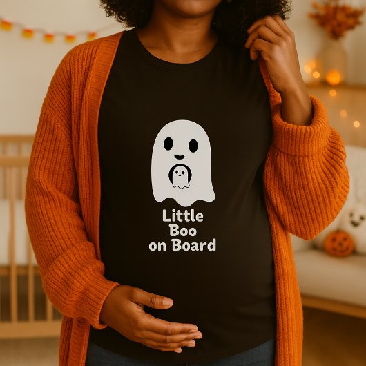 Little Boo on Board Ghost Maternity Halloween Tシャツ