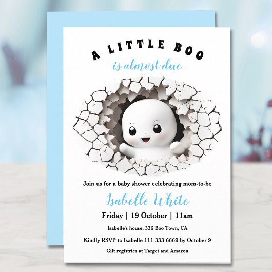 Little Boo Peek Halloween Boy Baby Shower 招待状
