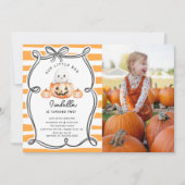 Little Boo Pumpkin写真1st Birthday 招待状 (正面)