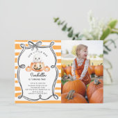 Little Boo Pumpkin写真1st Birthday 招待状 (スタンド正面)