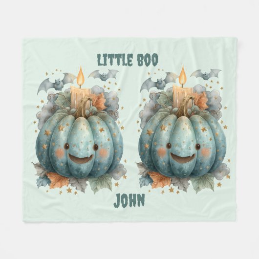 Little Boo Pumpkin for Boys フリースブランケット (正面(横))