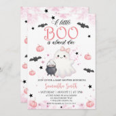 Little Boo Spooky Cute Baby Girl Baby shower 招待状 (正面/裏面)