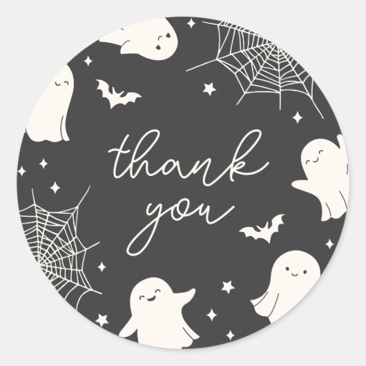 Little Boo Thank Youステッカー ラウンドシール (正面)