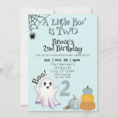 Little Boo Two, Blue 2nd Ghost Birthday 招待状 (正面)