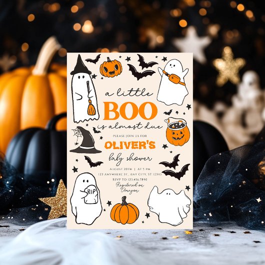 Little Boo Vintage Halloween Baby Shower 招待状