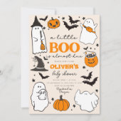 Little Boo Vintage Halloween Baby Shower 招待状 (正面)