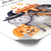 Little Boo Witch Cat Brewing Baby Shower Welcome  ポスター (角)