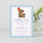 Little Boy Birthday Party Invitation Teddy Bear 1 招待状 (スタンド正面)