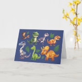 Little Boy Birthday Variety of Dinosaurs on Blue カード (黄色い花)