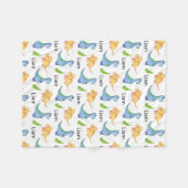 Little Boy Dinosale名前を追加子供部屋かわいい フリースブランケット (正面(横))