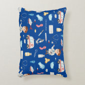 Little Boy Doctor Medical Pattern with Name, Blue アクセントクッション (正面(垂直))
