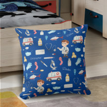Little Boy Doctor Medical Pattern with Name, Blue