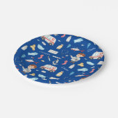 Little Boy Doctor Medical Pattern with Name, Blue ペーパープレート (アングル)