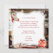 Little Boy Giving Santa a Gift Christmas シーズンカード (裏面)