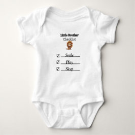 Little Brother Lion ChecklistボディスーツTシャツ ベビーボディスーツ
