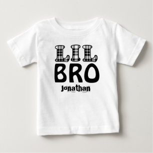 LITTLE BROTHER Plaid Letters名前をカスタムするV02 ベビーTシャツ