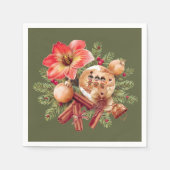 Little Brownies Gingerbread with Red Amaryllis スタンダードカクテルナプキン (正面)