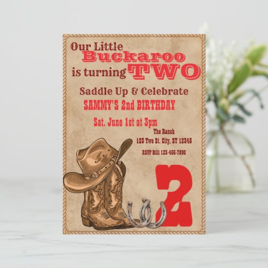 Little Buckaroo Two, Western 2nd Birthday 招待状 (スタンド正面)