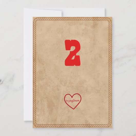 Little Buckaroo Two, Western 2nd Birthday 招待状 (裏面)