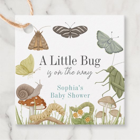 Little Bug Insects Mushroom Boy Baby Shower  フェイバータグ (正面)