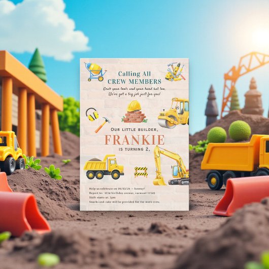 Little Builder Construction Party Invitation 招待状
