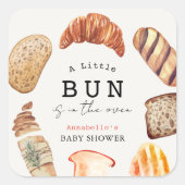 Little Bun in the Oven Bakery Pastries Baby Shower スクエアシール (正面)