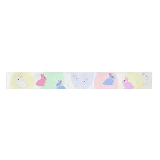 Little bunnies pink, rose, white on satin ribbon s サテンリボン