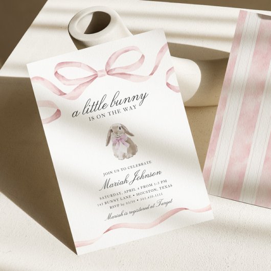 Little Bunny Baby Shower | Girl Pink Spring Easter 招待状