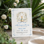 Little Bunny Baby Shower Invite | Blue Bow Rabbit 招待状