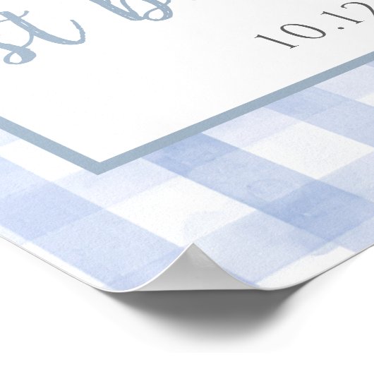 Little Bunny Blue 1st Birthday Welcome Sign ポスター (角)