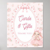 Little Bunny Bow Baby Shower Cards and Gifts ポスター (正面)