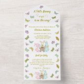 Little Bunny Butterfly One Birthday Baby Shower オールインワン招待状 (内側)