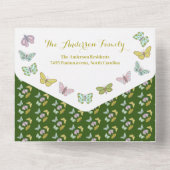 Little Bunny Butterfly One Birthday Baby Shower オールインワン招待状 (裏面)