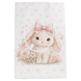 Little Bunny First Birthday Party Favor Bags ミディアムペーパーバッグ