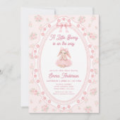 Little Bunny Floral Girl Baby Shower Invitation 招待状 (正面)