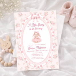 Little Bunny Floral Girl Baby Shower Invitation 招待状
