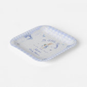 Little Bunny Gingham Blue Baby Shower ペーパープレート (傾斜あり)