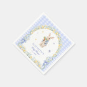 Little Bunny Gingham Boy Baby Shower スタンダードカクテルナプキン (角)