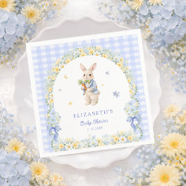 Little Bunny Gingham Boy Baby Shower スタンダードカクテルナプキン