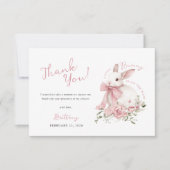 Little Bunny Girl Baby Shower サンキューカード (正面)