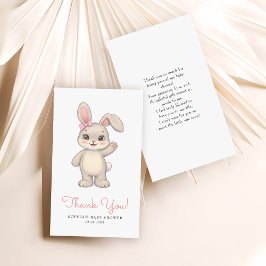 Little Bunny Girl Baby Shower Budget Thank You ノートカード