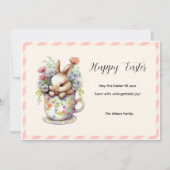 Little Bunny in a Floral Teacup カード (正面)
