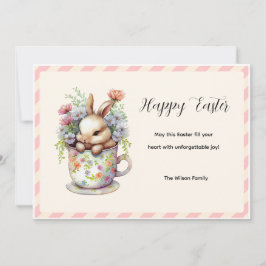 Little Bunny in a Floral Teacup カード