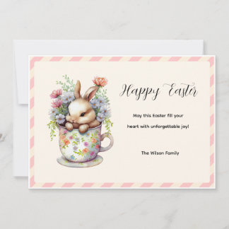 Little Bunny in a Floral Teacup カード