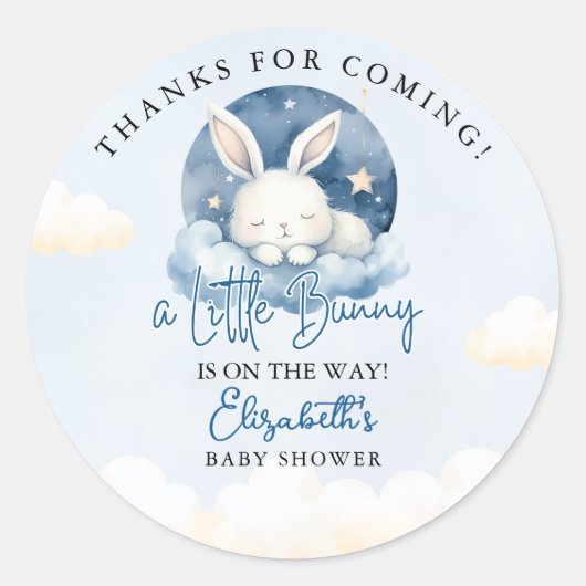 Little Bunny is on the way Baby Shower ラウンドシール (正面)