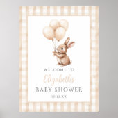 Little Bunny Neutral Baby Showerウェルカムサイン ポスター (正面)
