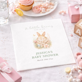 Little Bunny on Its Way Neutral Baby Shower  スタンダードカクテルナプキン